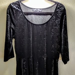 [Modcloth] Black Velvet Skater Dress XXL VGUC